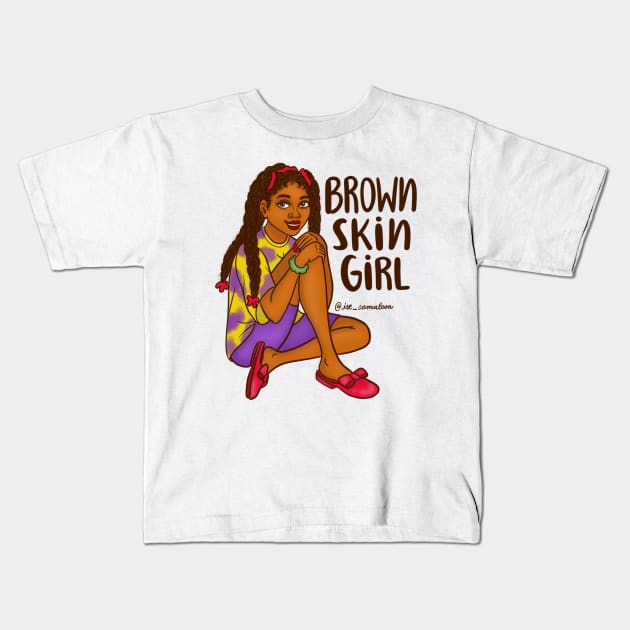 Brown skin girl Kids T-Shirt by @isedrawing